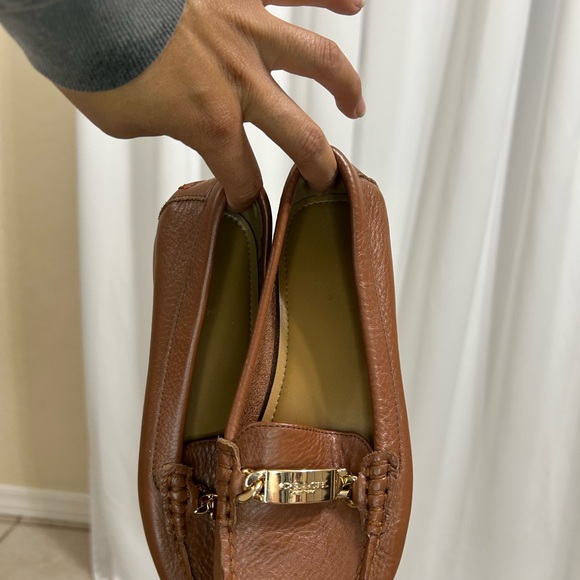 Brown Leather Loafers with Gold Accent - Picture 3 of 10